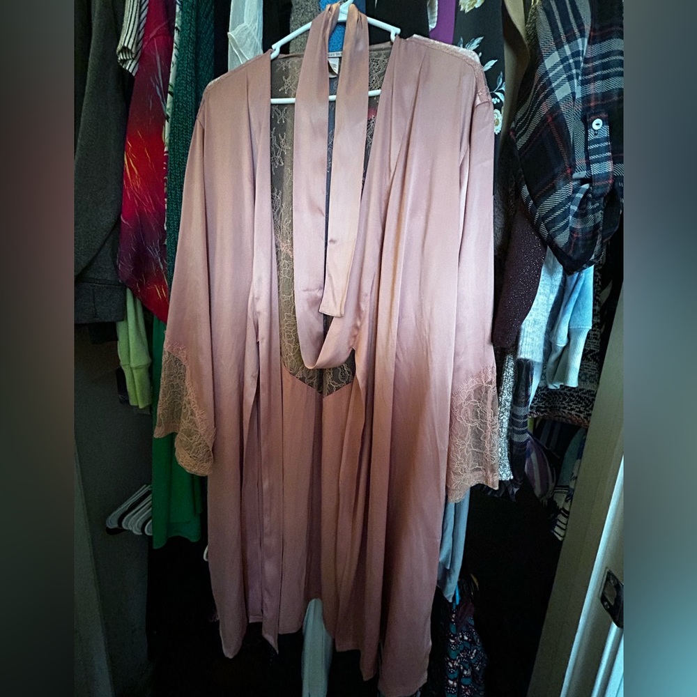 Satin kimono wrap robe